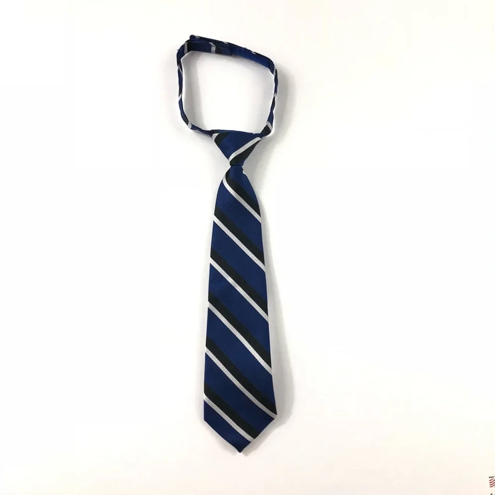 Toddler Boys Navy Blue Black White Striped Tie Gymboree 0 - 24 Months Hook & Eye